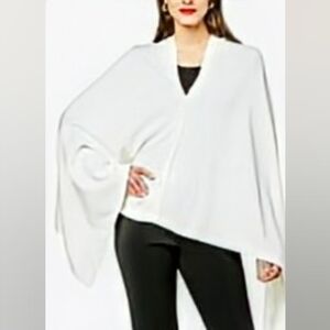 IMAN Elegant Multi Wear White Poncho Sweater. New With Tags.